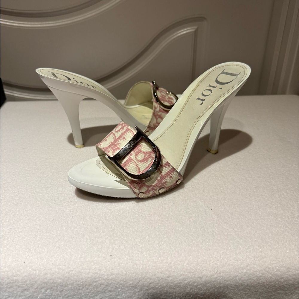 Dior Pink and White Women's Slide Sandals - Picture 2 of 4